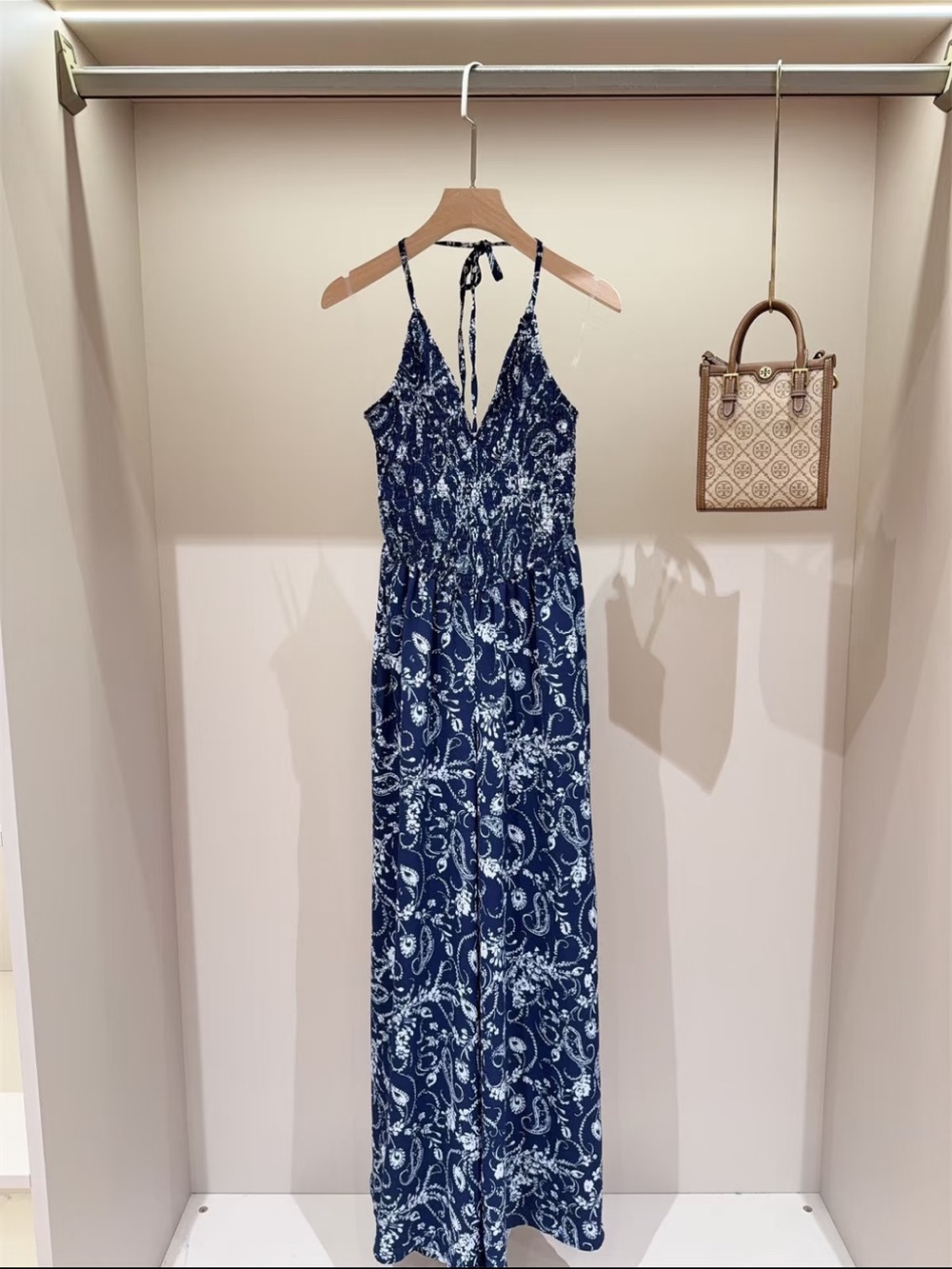 Navy Paisley Halter Jumpsuit